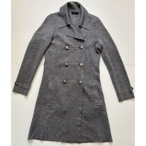 COMME CA ISM Pea Coat Womens Sweater Knit Jacket Military Japanese - Size M Gray